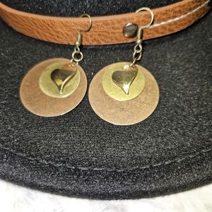 Gold layered heart drop earrings